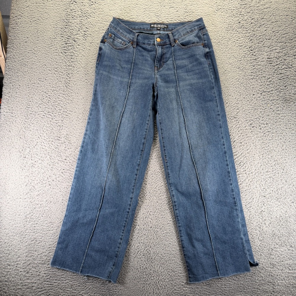 Blue Revival Jeans‎ Women's 28x30 Blue Cotton Denim Straight Baggy Faded Stretch